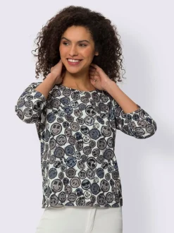 T-shirt à encolure ronde motif imprimé fantaisie