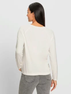 T-shirt à encolure ronde petites pierres brillantes fantaisie
