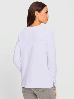 T-shirt à encolure ronde petites pierres brillantes fantaisie