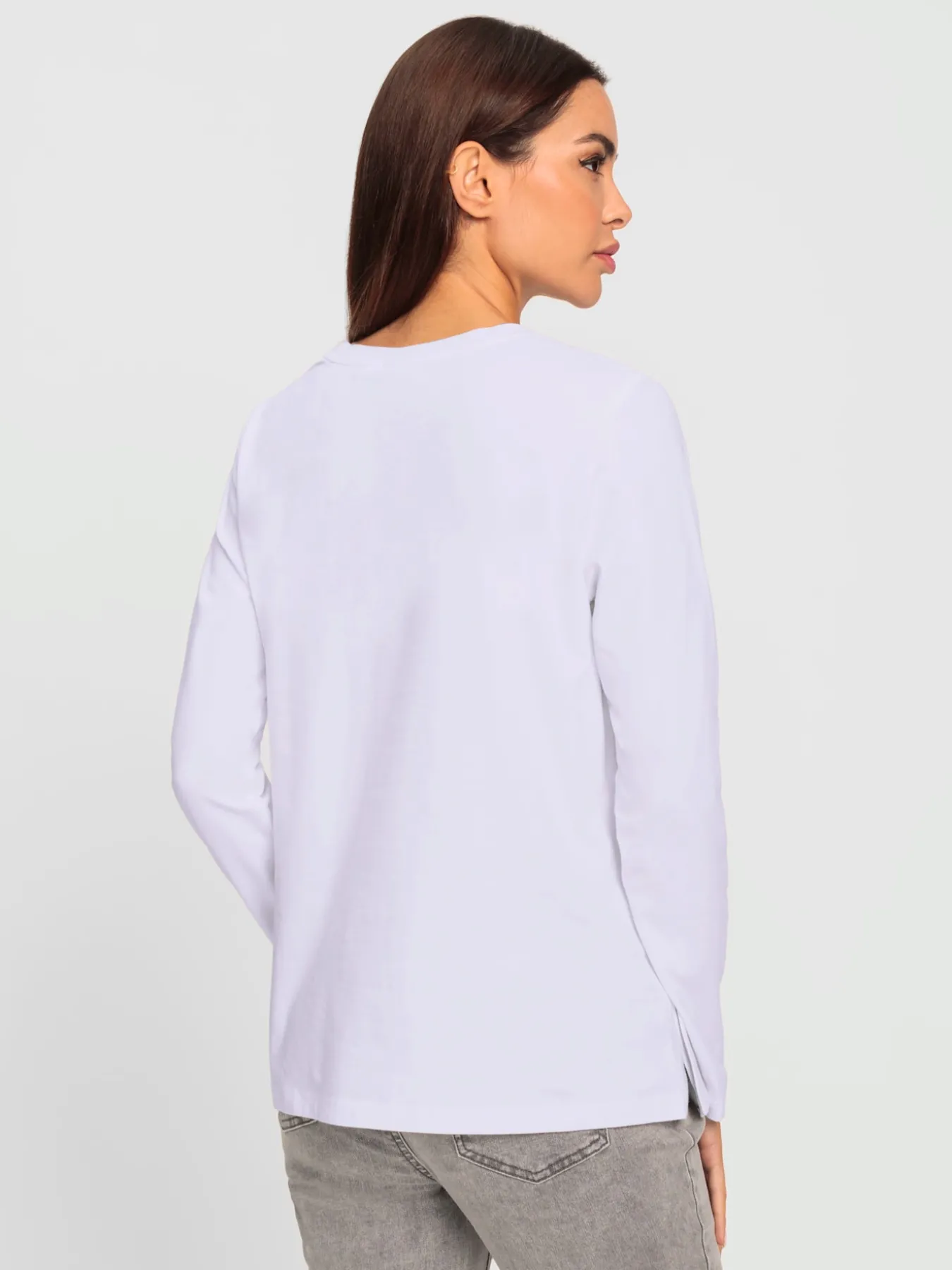T-shirt à encolure ronde petites pierres brillantes fantaisie
