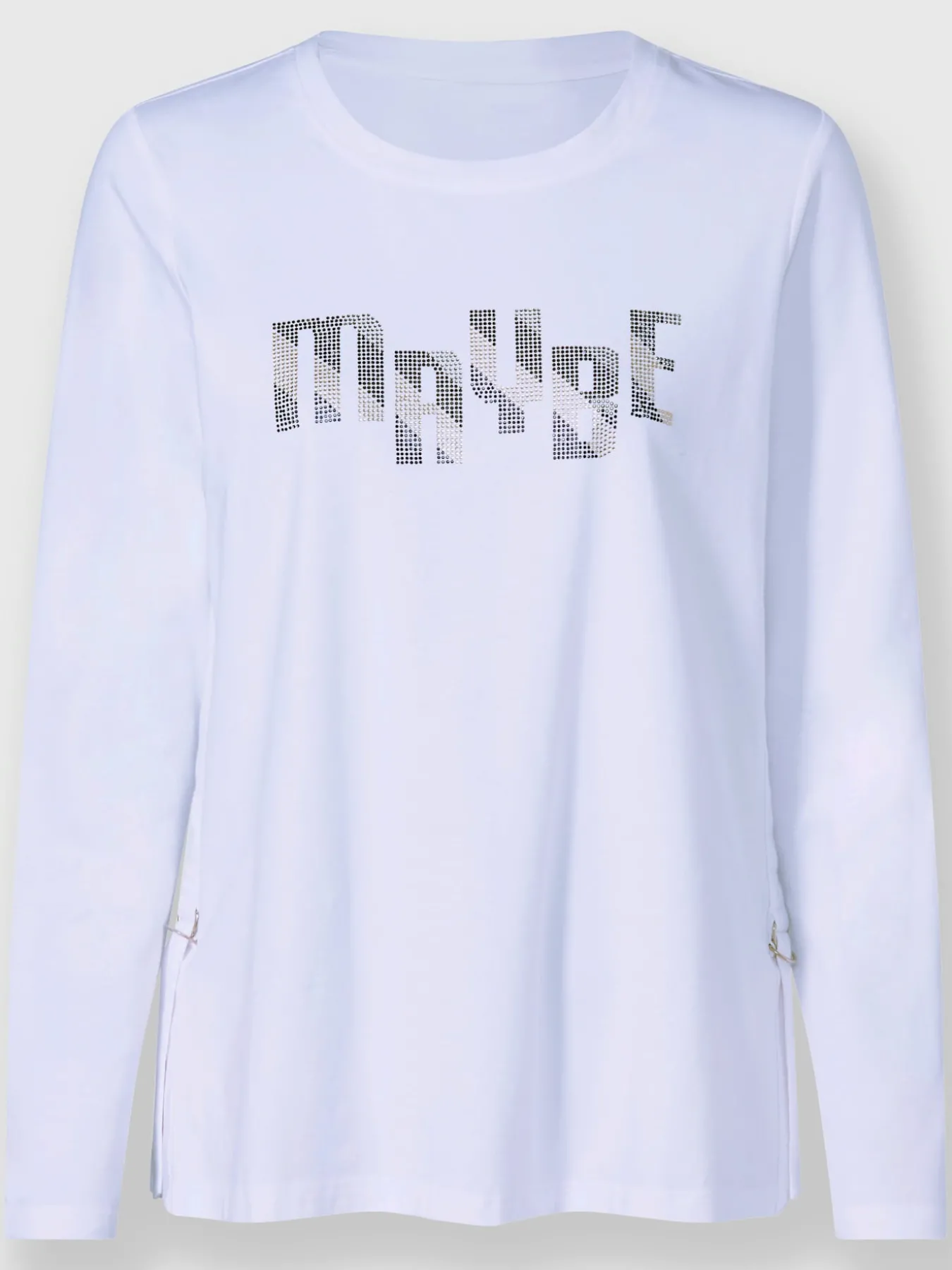 T-shirt à encolure ronde petites pierres brillantes fantaisie