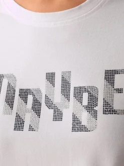 T-shirt à encolure ronde petites pierres brillantes fantaisie