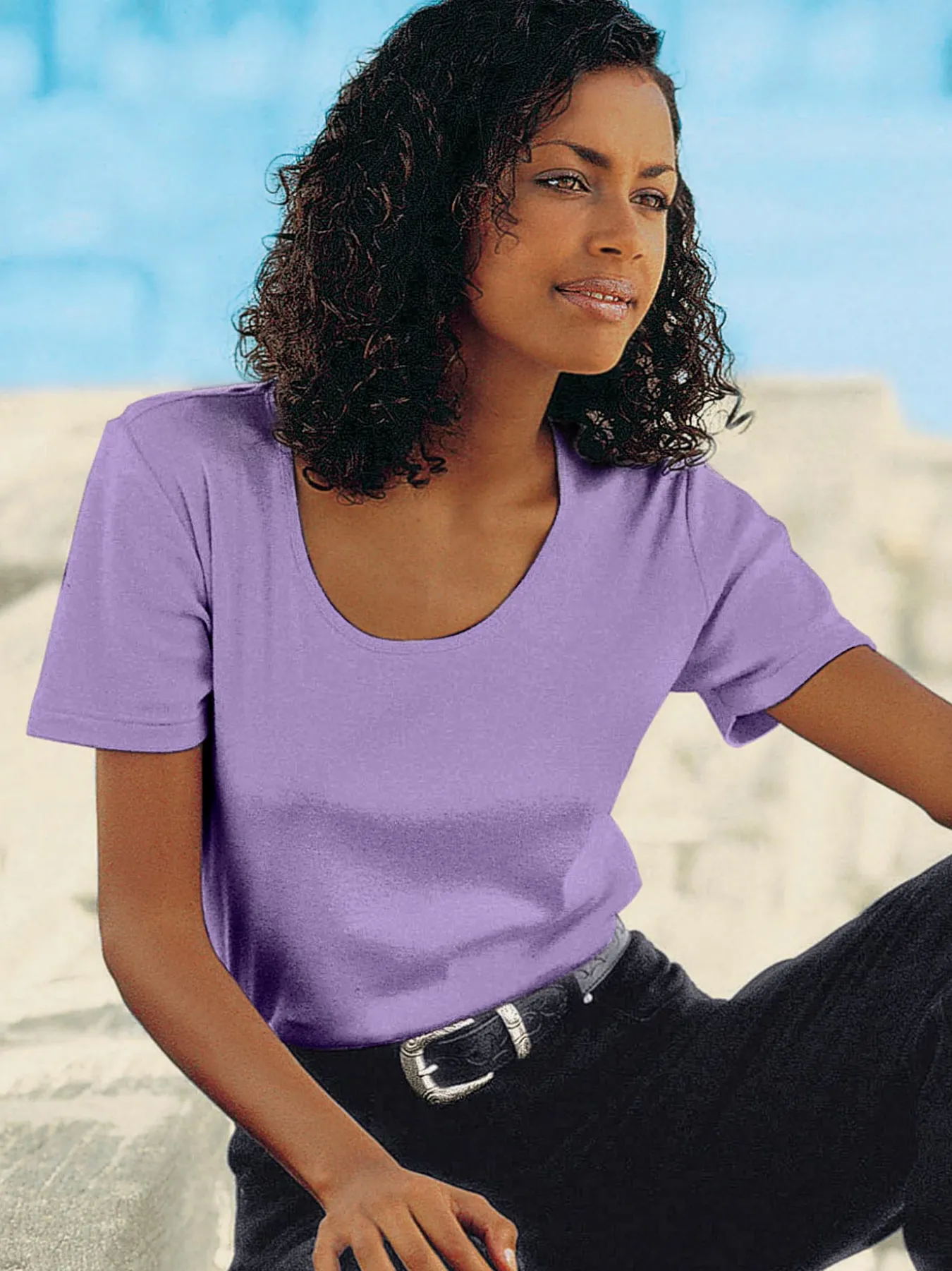 T-shirt à encolure ronde pur coton