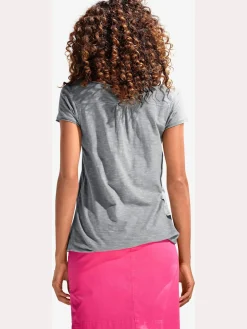 T-shirt à encolure ronde superbes détails en dentelle et boutons brillants