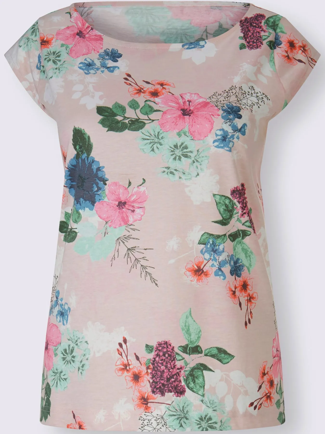 T-shirt à fleurs en mélange de fibres naturelles