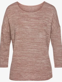 T-shirt à manches 3/4 aspect chiné tendance