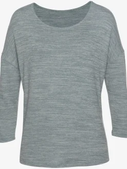 T-shirt à manches 3/4 aspect chiné tendance