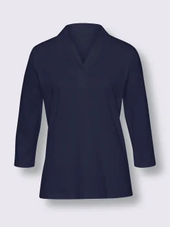 T-shirt à manches 3/4 col polo avec encolure en v