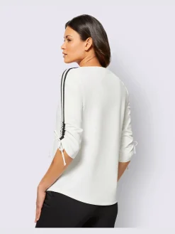 T-shirt à manches 3/4 crêpe et jersey