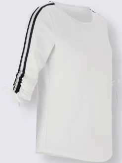 T-shirt à manches 3/4 crêpe et jersey
