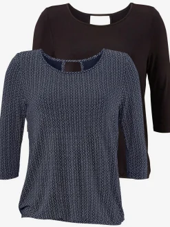 T-shirt à manches 3/4 découpe tendance dans le cou