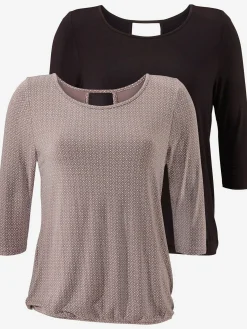 T-shirt à manches 3/4 découpe tendance dans le cou