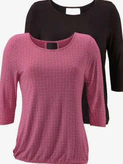 T-shirt à manches 3/4 découpe tendance dans le cou