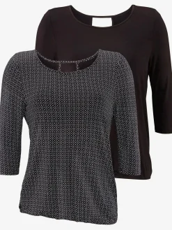 T-shirt à manches 3/4 découpe tendance dans le cou