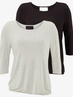T-shirt à manches 3/4 découpe tendance dans le cou