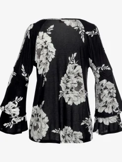 T-shirt à manches 3/4 encolure trou de serrure devant