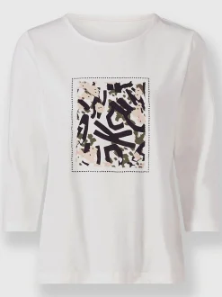 T-shirt à manches 3/4 imprimé avec pierres brillantes fantaisie