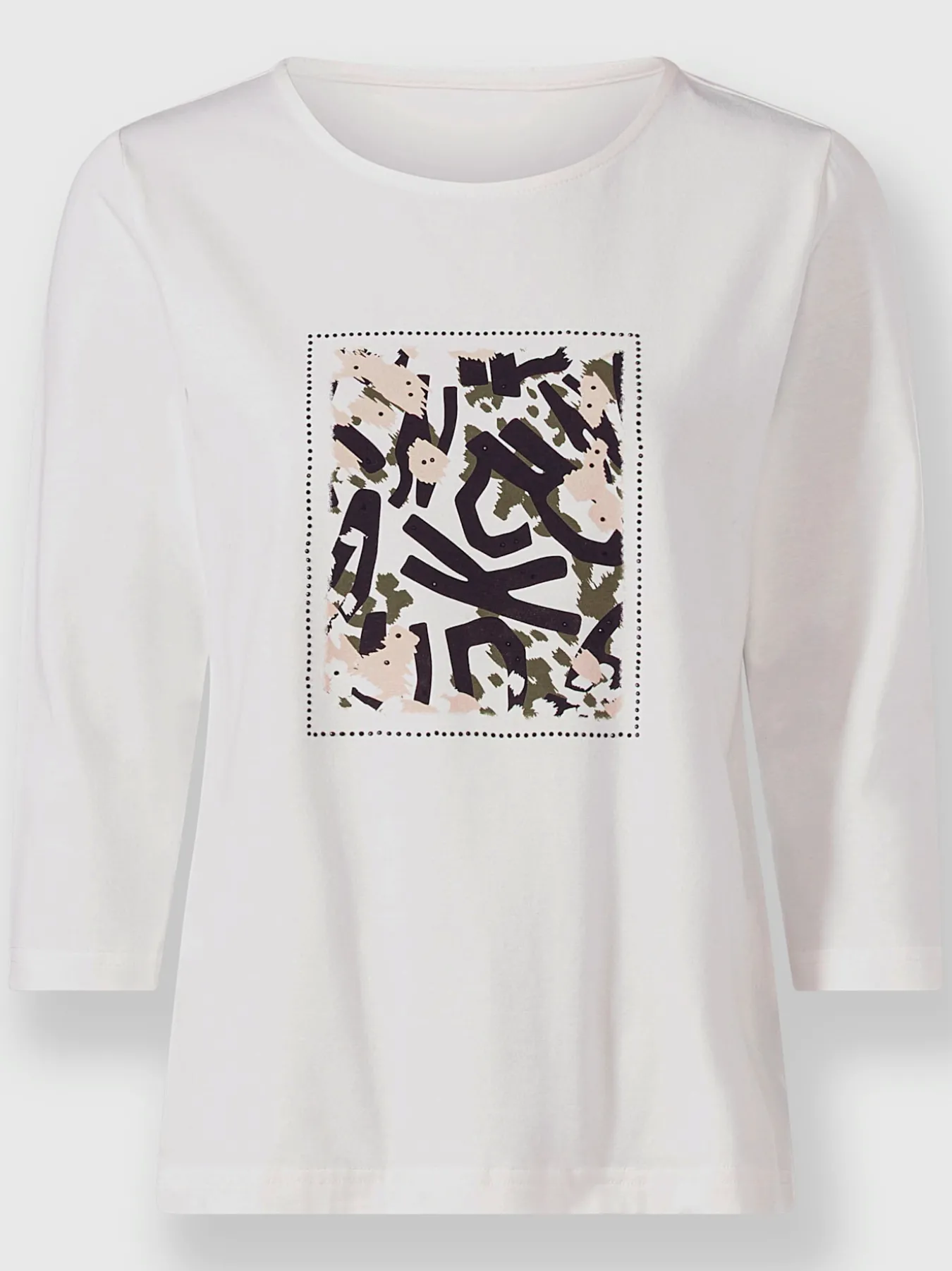 T-shirt à manches 3/4 imprimé avec pierres brillantes fantaisie