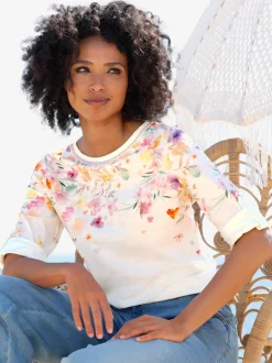 T-shirt à manches 3/4 imprimé floral