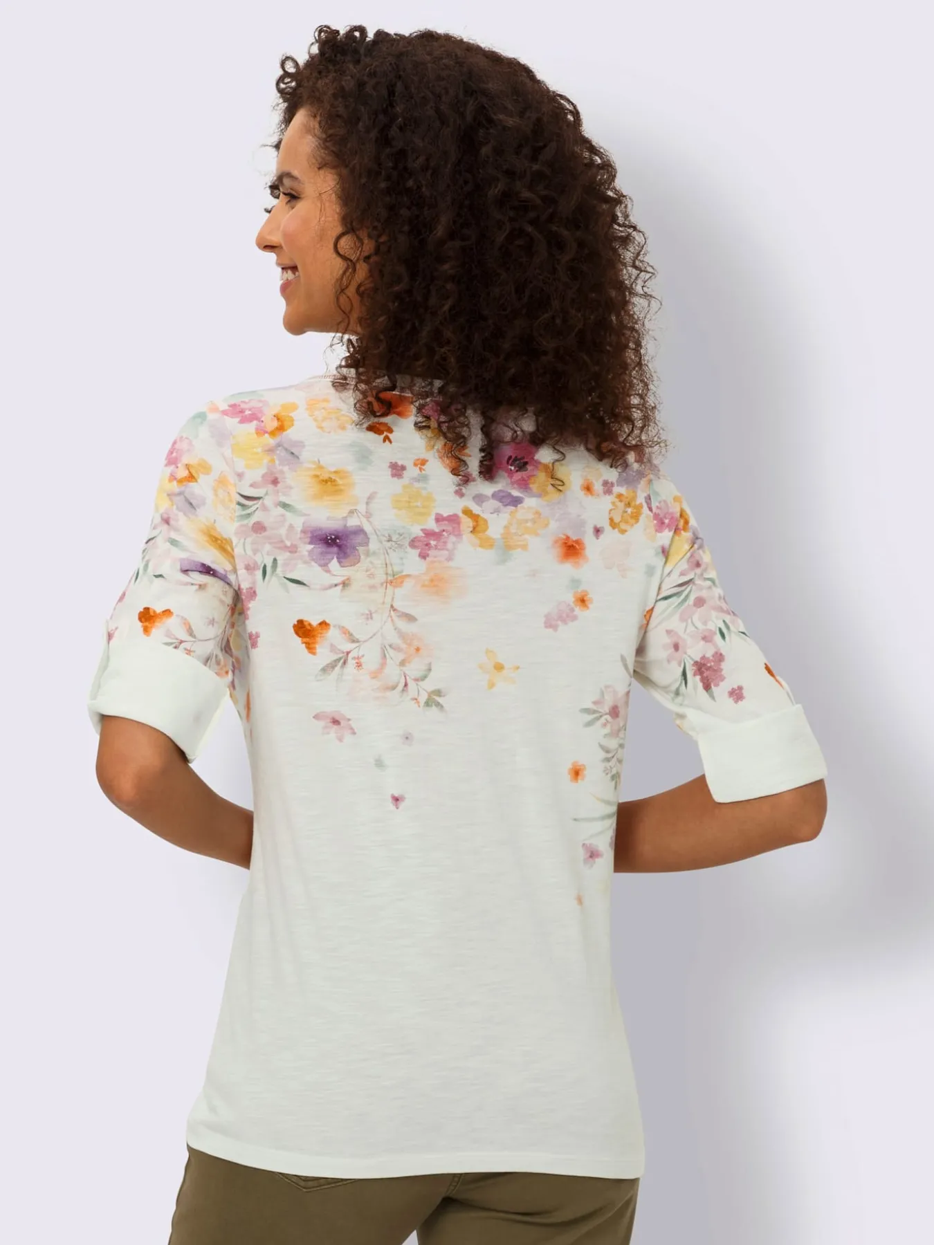 T-shirt à manches 3/4 imprimé floral