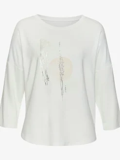 T-shirt à manches 3/4 imprimé feuille de qualité