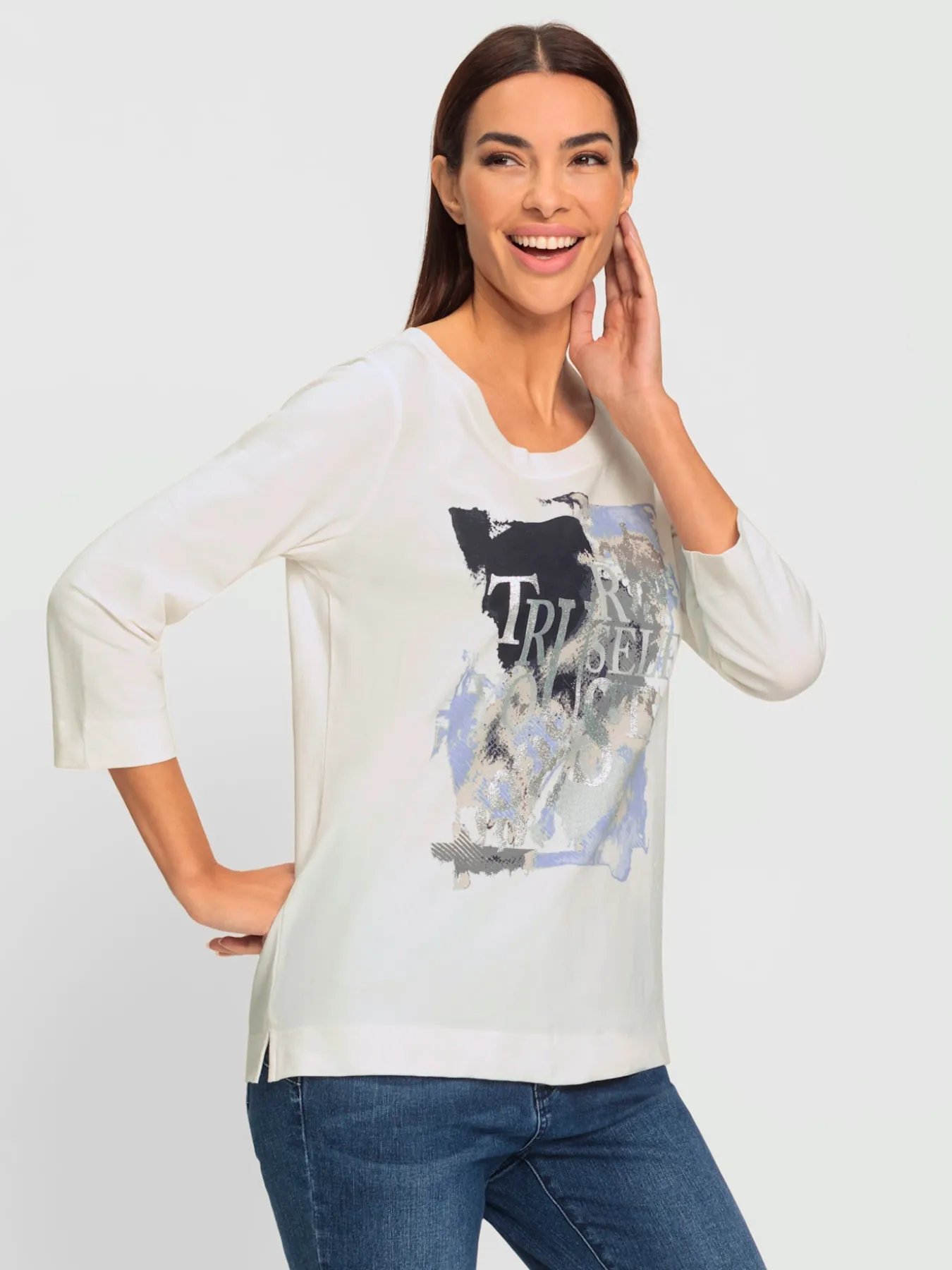 T-shirt à manches 3/4 joli imprimé devant