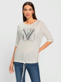 T-shirt à manches 3/4 jolies pierres brillantes fantaisie