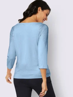 T-shirt à manches 3/4 jolies pierres brillantes fantaisie
