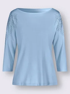T-shirt à manches 3/4 jolies pierres brillantes fantaisie