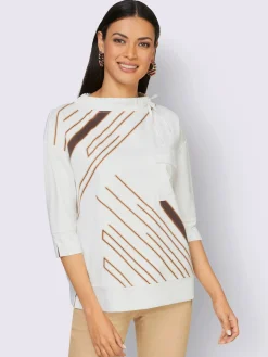 T-shirt à manches 3/4 large col montant avec coulisse