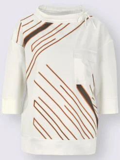T-shirt à manches 3/4 large col montant avec coulisse