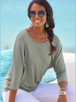 T-shirt à manches 3/4 manches chauve-souris pour un look décontracté