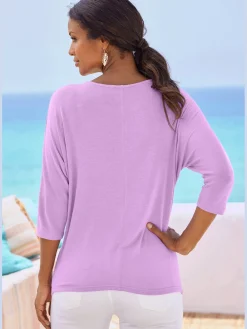 T-shirt à manches 3/4 manches chauve-souris pour un look décontracté