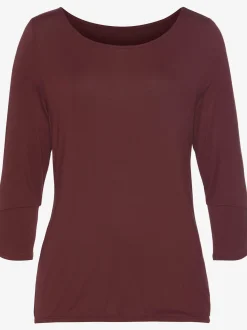 T-shirt à manches 3/4 manchettes tendance et boutons dorés aux finitions