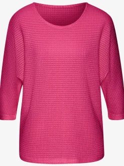 T-shirt à manches 3/4 matière gaufrée légèrement transparente