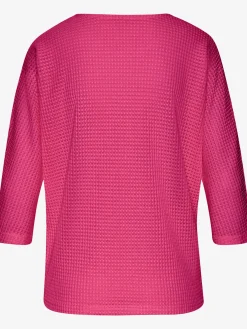T-shirt à manches 3/4 matière gaufrée légèrement transparente