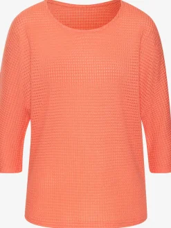 T-shirt à manches 3/4 matière gaufrée légèrement transparente