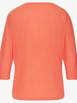 T-shirt à manches 3/4 matière gaufrée légèrement transparente