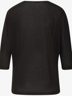 T-shirt à manches 3/4 matière gaufrée légèrement transparente