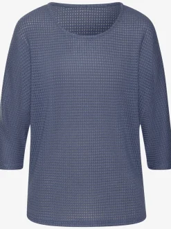 T-shirt à manches 3/4 matière gaufrée légèrement transparente