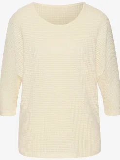 T-shirt à manches 3/4 matière gaufrée légèrement transparente