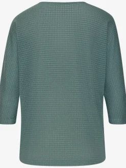 T-shirt à manches 3/4 matière gaufrée légèrement transparente