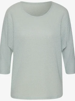T-shirt à manches 3/4 matière gaufrée légèrement transparente