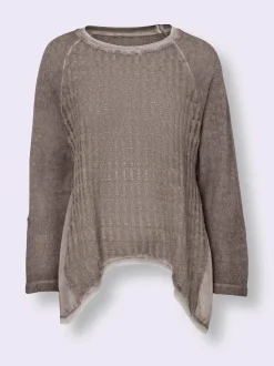 T-shirt à manches 3/4 mélange de matières tendance