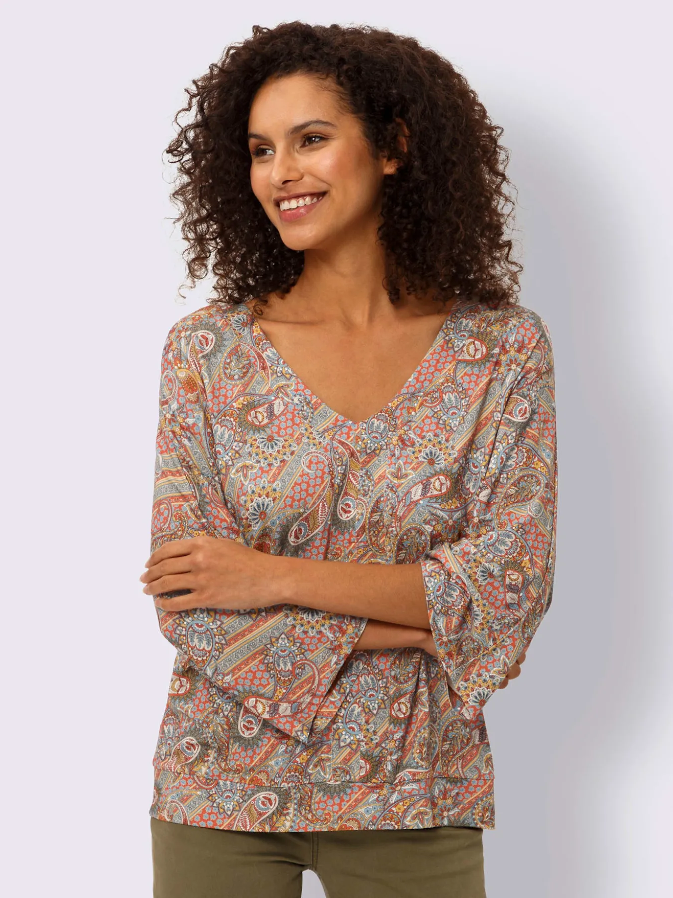 T-shirt à manches 3/4 motif paisley coloré