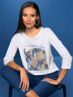 T-shirt à manches 3/4 orné de paillettes brillantes