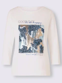 T-shirt à manches 3/4 orné de paillettes brillantes