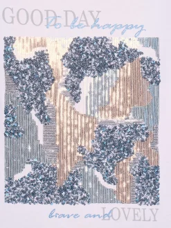 T-shirt à manches 3/4 orné de paillettes brillantes