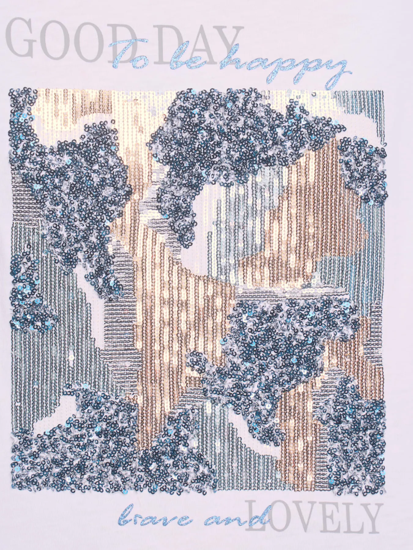 T-shirt à manches 3/4 orné de paillettes brillantes
