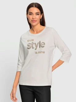 T-shirt à manches 3/4 paillettes brillantes